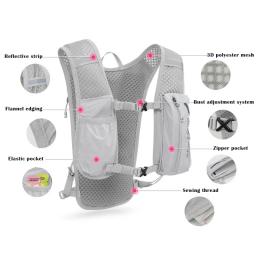 Mochila de corrida impermeável para homens, ultra leve, colete de hidratação, bolsa de mountain bike, bolsa de ginástica respirável, bolsa de água 2L, 5L - Image 4