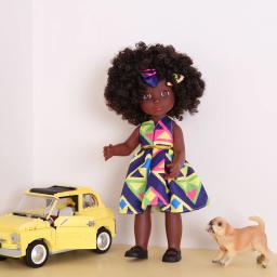 Boneca preta africana americana de uma peça de 14 polegadas com cabelo cacheado – presente perfeito para meninas no aniversário – conjunto completo incluído - Image 6