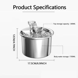 Aço inoxidável gato água fonte, alimentação e rega suprimentos, alimentador para gatos, Pet acessórios, Petkit dispensador, 2L - Image 4