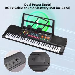 Teclado Eletrônico com Coluna Dupla, 61 Teclas, Piano, Instrumento Musical, Microfone, Música, Score Stand, 16 Tons, 10 Ritmos, 6 Demo - Image 5