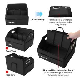 Caixa de armazenamento de porta-malas de carro de couro portátil dobrável organizador para KIA K5 K2 Optima Soul Spectra Niro Cadenza Sephia Carens - Image 2