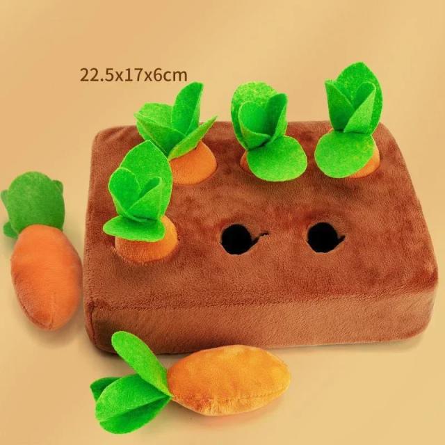Tapete de Pelúcia Snuffle para Pets, Brinquedo Interativo em Campo Vegetal com Rabanete e Cenoura