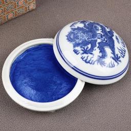 Handmade Seal Paste Blue Stamp Pad com caixa de embalagem de cerâmica, nome quadrado e redondo, caligrafia e pintura, assinatura Chop - Image 2