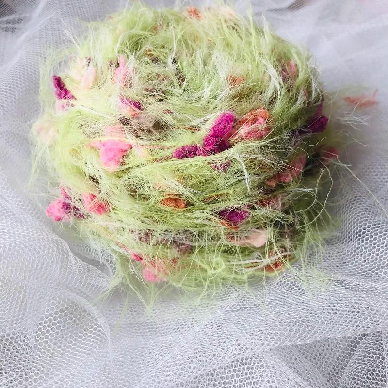 Fio De Tricô De Mão De Série De Jardim, Linha De Flor Verde, Crochet Artesanal, Agulha, Saco De Tecido, Laço De Cabelo, Decoração De Presente, 50g - Image 1