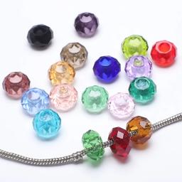 Facetada Contas De Vidro De Cristal, Grande Buraco, Espaçador Redondo Artesanato, Fazer Jóias DIY, Pulseiras Acessórios, Atacado, 8x14mm, 20Pcs por lote - Image 4