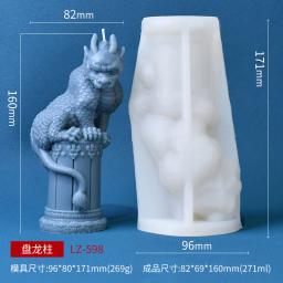 Molde De Silicone De Besta Mítrica Chinesa, Vela Do Pilar Do Dragão 3D, Molde De Gesso, Besta Espiritual, Molde De Artesanato De Sabão De Cimento - Image 4