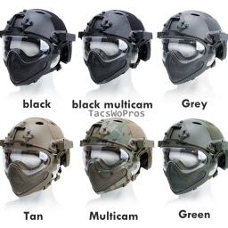 Capacete de airsoft com máscara de proteção totalmente coberta, capacete tático de paintball, cs wargame, combate, caça, capacetes esportivos - Image 3