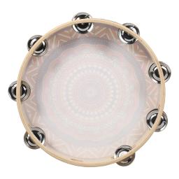 De madeira Tambourine mão tambor, dupla linha, Metal pratos, Jingles instrumento de percussão, Handbell, 10 ", 8", 7 ", 16Pcs - Image 2