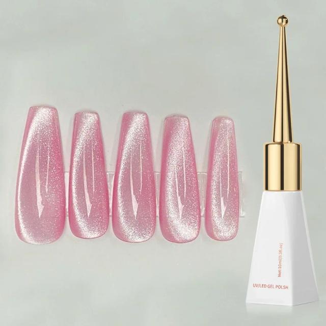 Gel Magnético Roxo para Manicure com Glitter Reflexivo e Efeito Olho de Gato - Esmalte Semi-Permanente UV