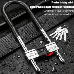 Ajustável U-Shape Manilha Lock, bicicleta Lock, Fit a maioria dos pinos, Ideal para uso interior e exterior, Preto - Image 1