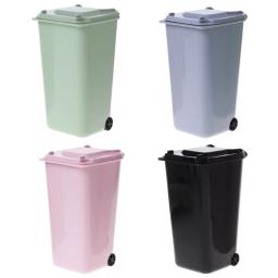 Mini Wheelie Lixeira Suporte para caneta Caixa armazenamento Organizador Balde lixo - Image 1