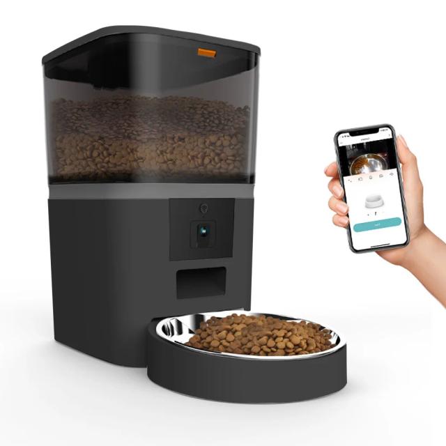 Alimentador Automático Inteligente para Pets com Câmera, 4L, Ideal para Cães Pequenos e Gatos com Dosagem e Duas Tigelas