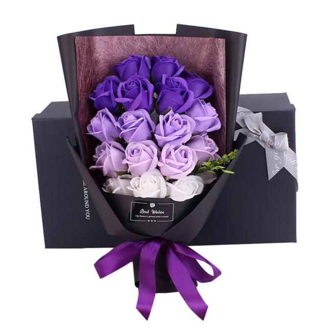 Buquê de Sabão com Caixa de Presente - Atraente Flora Perfumada para Aniversários, Dia dos Namorados e Dia das Mães