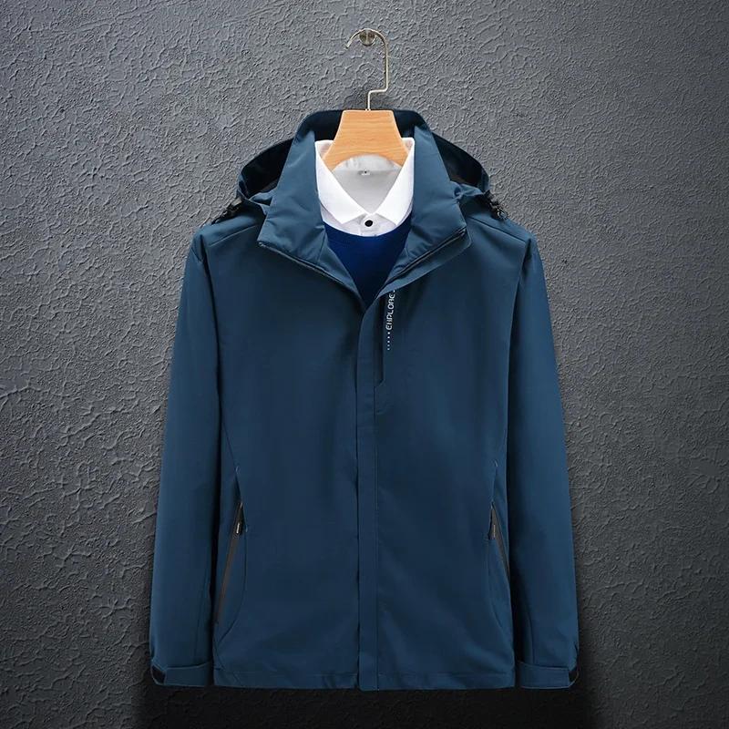 Casaco impermeável e à prova de vento para homens, casaco para escalada, camping, chuva, roupas grandes, quebra-vento masculino, outono, primavera - Image 1