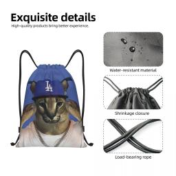 Big Floppa Rapper Meme Drawstring Mochila, Sports Gym Bag para mulheres e homens, Funny Caracal Cat Shopping Sackpack - Image 3