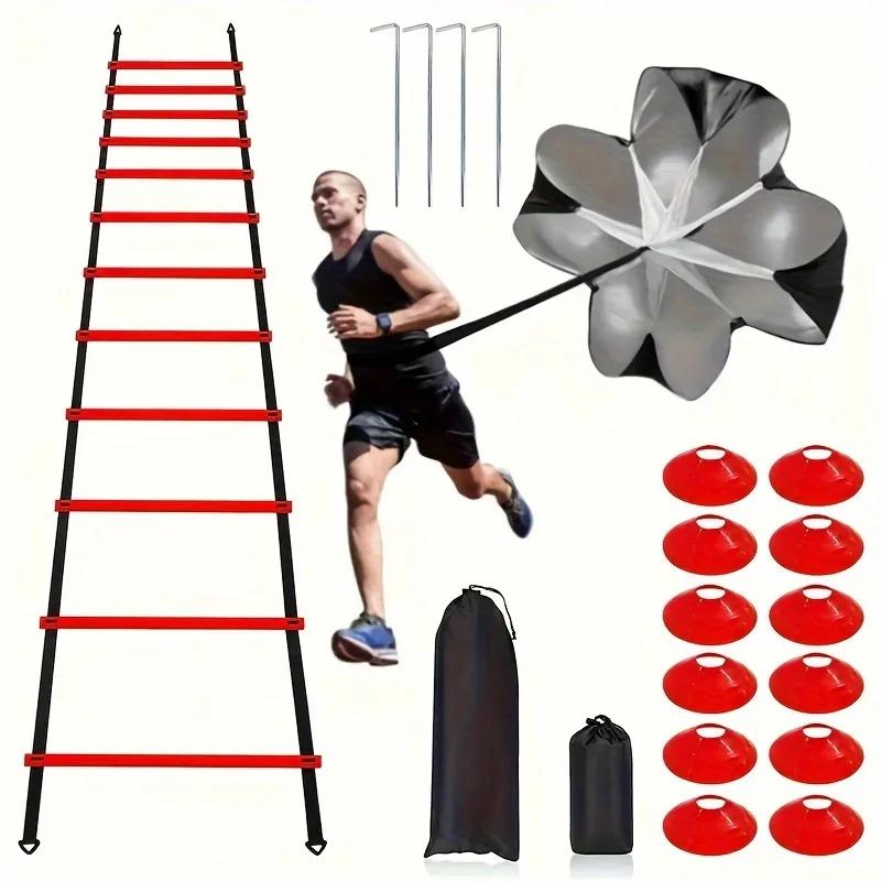 Jogo De Escada De Agilidade De Treinamento De Futebol, Discos De Logotipo, Guarda-chuva De Resistência, Picos, Obstáculos, Consciência De Velocidade, 1 Conjunto - Image 1