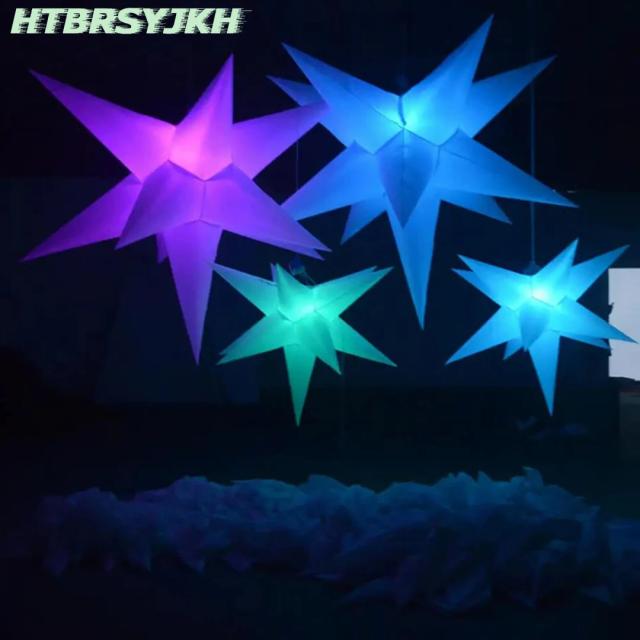 Estrelas Infláveis Gigantes com Luz LED Colorida para Decoração de Festas e Eventos