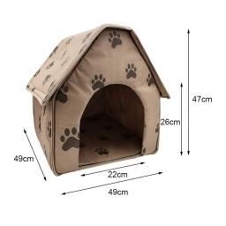 Cama de lona impermeável para cachorro, cama espessa, ninho à prova de frio, casa de gato, Kitty Shelter, cesta de animais - Image 6