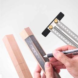 Aço inoxidável Precision Marking T-Rule, Tipo T Hole Ruler, Scribing Gauge, Marcação Ferramenta de Medição, Carpintaria, 200mm, 300mm, 400mm - Image 2