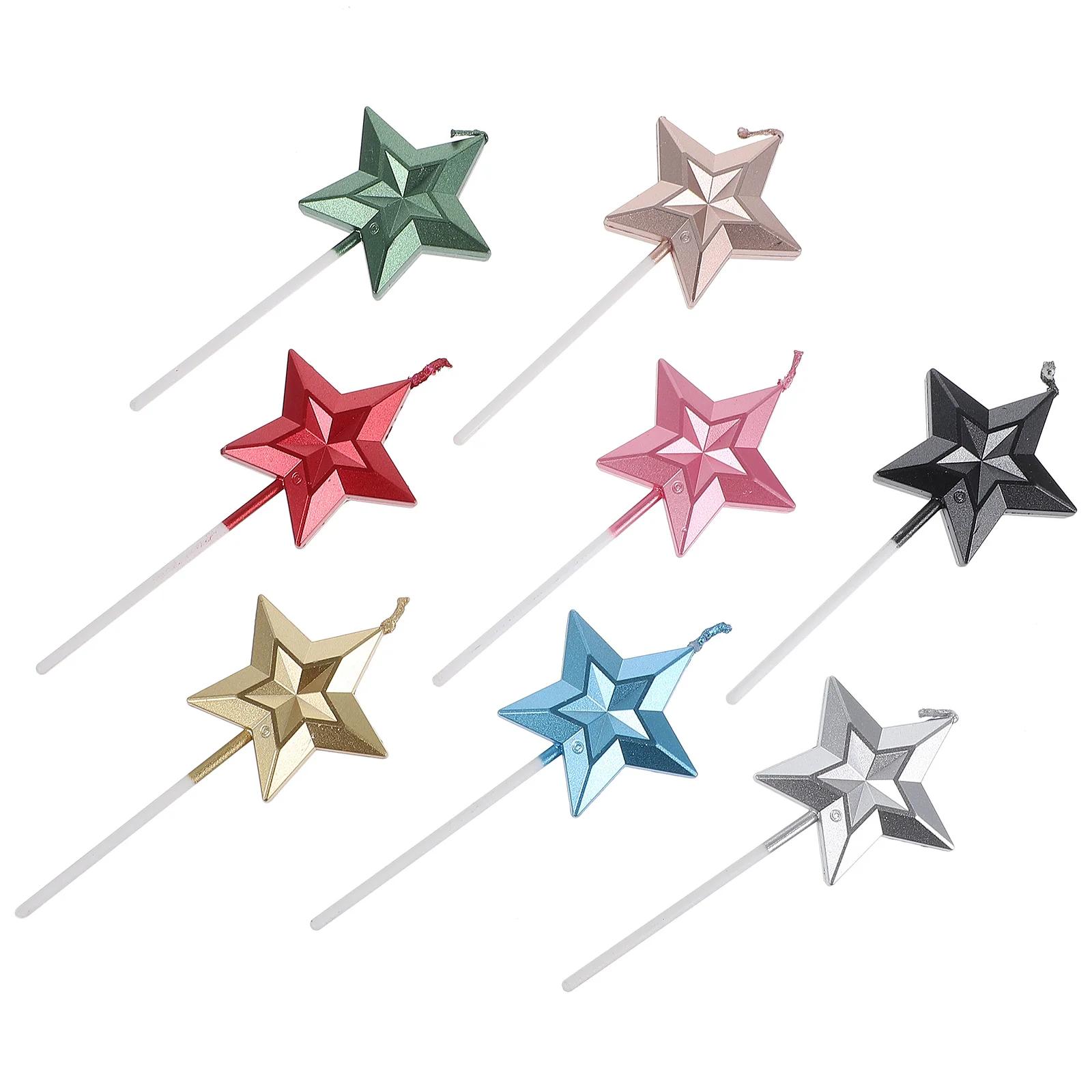 8 pçs estrela decorativa festa bolo toppers decoração ouro decorações de aniversário adornos criativos elegantes velas metal - Image 1