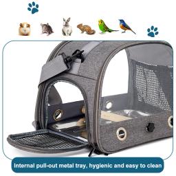 Saco Portador de Papagaio Portátil, Mochila de Pássaro com Perch for Birds Janela Lateral em Gaiola Pequena, Gaiola de Viagem - Image 4