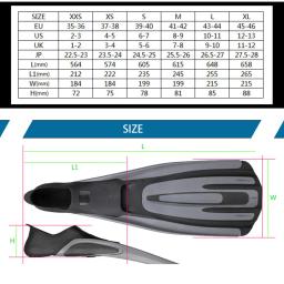 Nadadeiras longas envoltas em calcanhar para homens e mulheres, nadadeiras de mergulho grátis, nadadeira de mergulho profundo, equipamento de treinamento de natação, E291 - Image 5