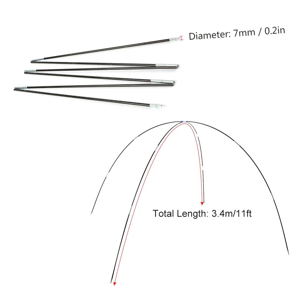 Fibra De Vidro Pólo para Tendas, Arc Tent Substituição Rod, Camping Acessórios, 1 Par, 12 Peças - Image 1