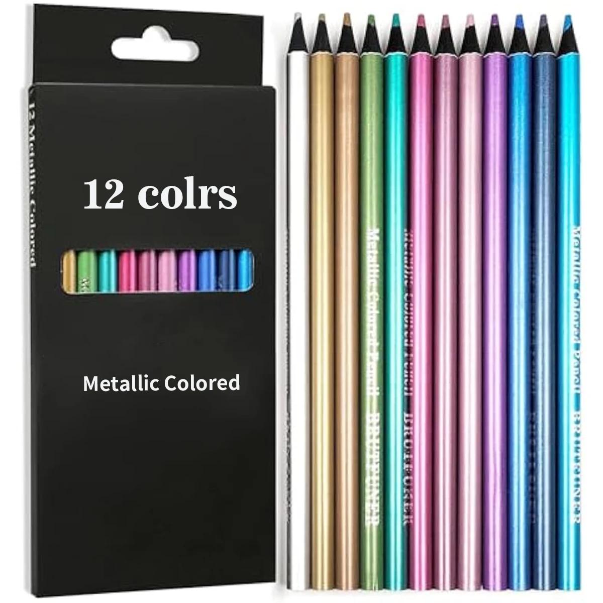 Conjunto de lápis colorido metálico, Desenho e esboçar, Arte DIY Supplies, Colorir, Pintura Home, 12 cores - Image 1