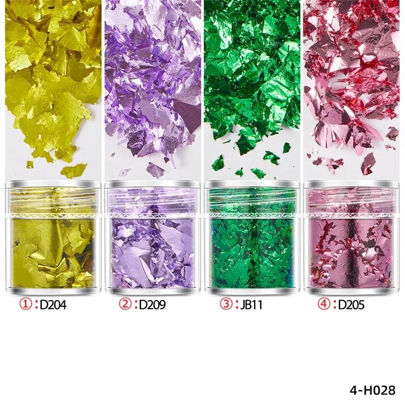 4 pçs/set flocos de folha de ouro resina epóxi enchimento confetes folha de ouro diy molde de resina arte do prego vela jóias fazendo decoração lantejoulas - Image 1