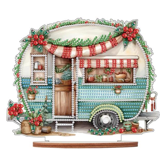 Kit de Ornamentos de Pintura em Madeira Diamante para Decoração de Natal e DIY em Casa e Escritório