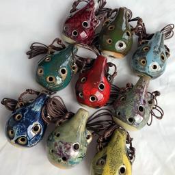 2024 estilo chinês 6 buracos ocarina multi-tom cerâmica apito flauta artesanato de cerâmica presentes acessórios de instrumento musical vintage - Image 2