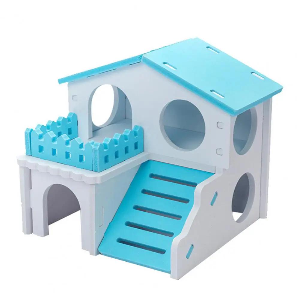 Casa de hamster de madeira para pequenos animais de estimação, esconderijo respirável, lazer duplo seguro, cobaia, cabana viva, brinquedo de treinamento de animais pequenos - Image 1