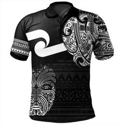 Nova Zelândia Rugby Impressão Polo Camisa para Homens, 3D Bandeira T-Shirt, Maori Padrões, Moda Roupas Vintage, NZ WAITANGI, Gráfico - Image 2