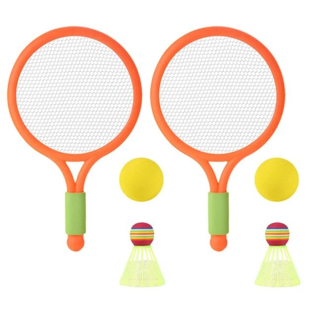 Conjunto Raquete Tênis Infantil Badminton 2 Bolas 2 Petecas