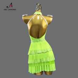 Roupas de dança latina feminina linha traje novo vestido palco meninas samba terno roupas festa desempenho prática usar saias bola sexy - Image 5