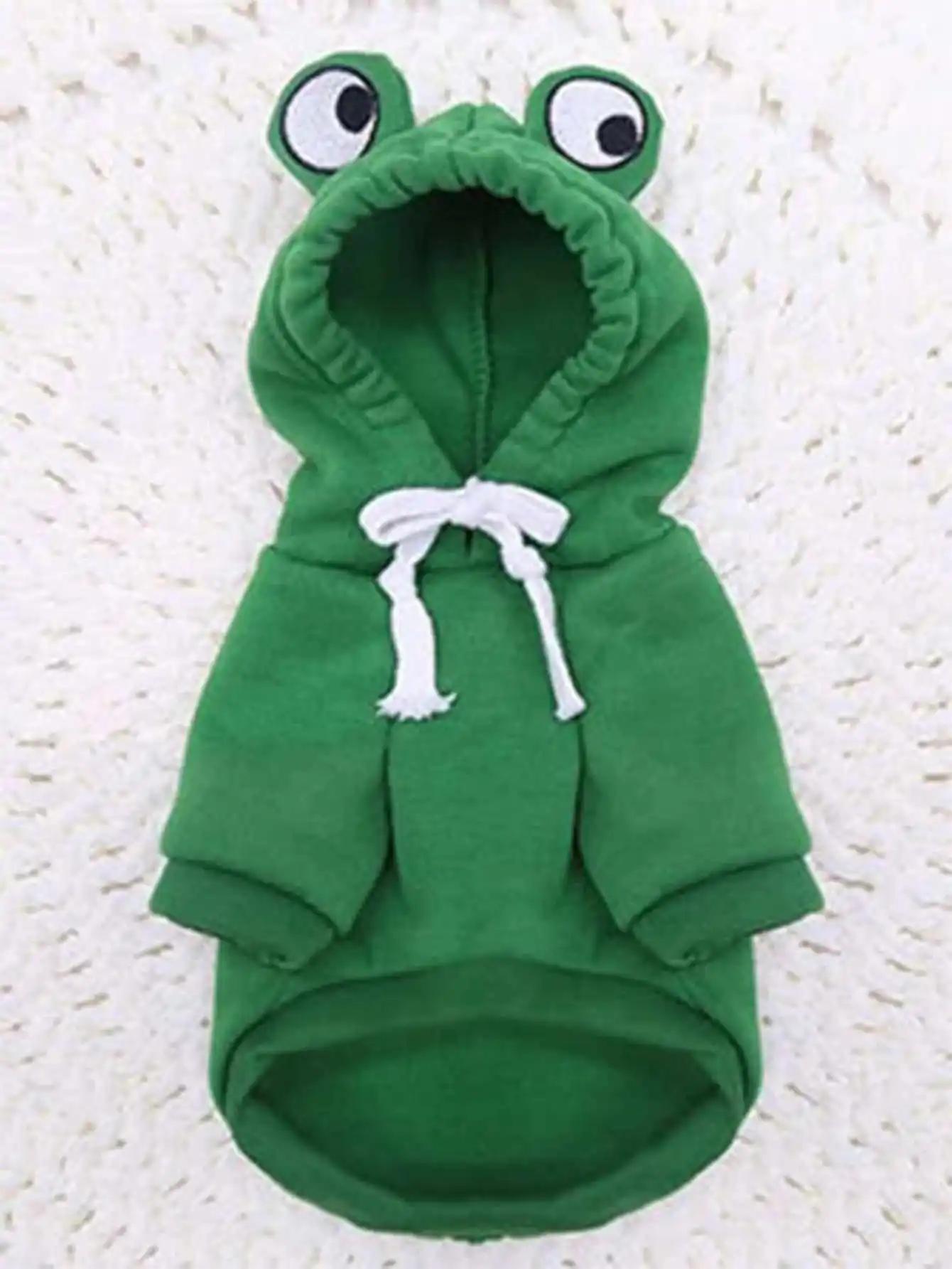 Camisola de rã fofa para cães pequenos e médios, capuz verde com design divertido, mantenha seu cachorro aconchegante e elegante, 1pc - Image 1