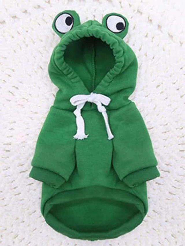 Camisola Verde com Capuz para Cães Pequenos e Médios, Design Divertido e Confortável