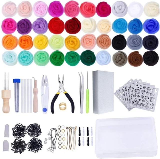 Kit Completo de Feltragem de Agulha para Iniciantes em Lã - 40 Cores Diversas com Ferramentas Inclusas