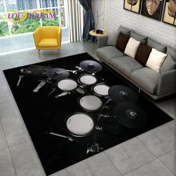 Kit de Bateria Instrumentos Musicais Drum Set Area Rug, Tapete para Home Living Room Quarto Sofá Capacho Cozinha Decoração, Tapete antiderrapante - Image 1