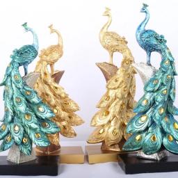 Ornamento de Pavão Dourado e Azul, Artesanato De Resina, Moda Criativa, Gabinete De Vinho, Sala De Estar, Decoração Do Lar, Presente, 1Pc - Image 3