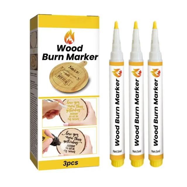 Kit de Marcadores para Queimar Madeira - 3 Pçs de 5ml para DIY e Artesanato Inovador