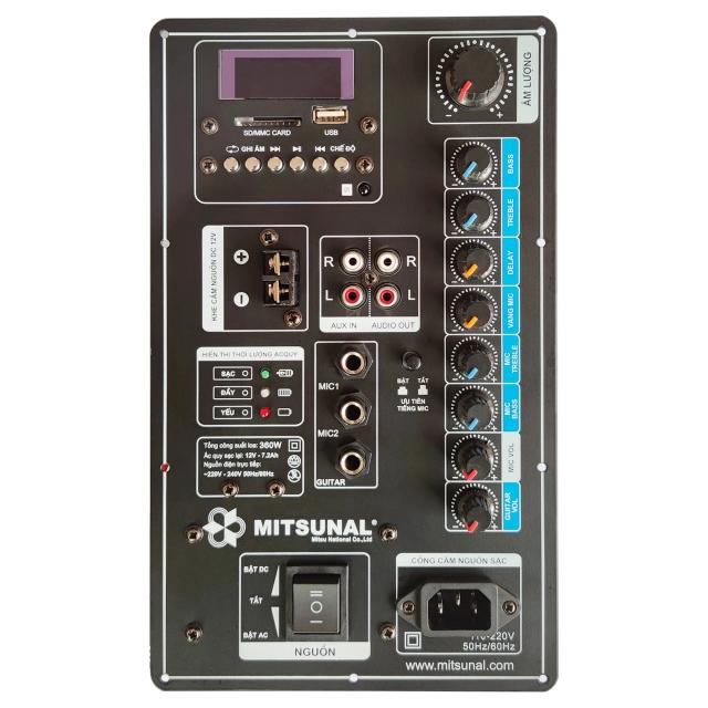 Amplificador Digital Bluetooth Estéreo de Alta Qualidade para Alto-Falantes de 6 a 18 Pol, com Microfone e Entrada de Guitarra, 150W, Compatível com AC 12, 110V e 220V