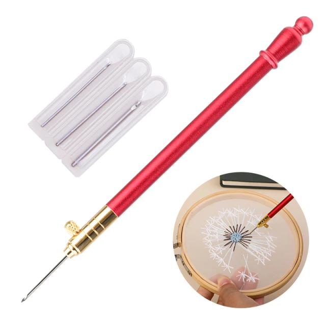 Kit de Bordado Tambour com 3 Agulhas de Metal para Ponto Cruz e Crochê Francês - Artesanato DIY 