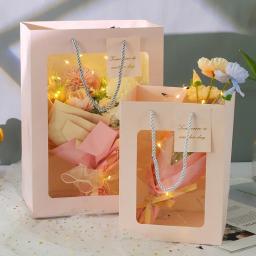 Sacos De Presente Rosa Portátil, Sacola De Compras, Casamento, Aniversário, Caixa De Embalagem De Flores De Presente, Suprimentos Festival - Image 5