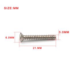 50 pces guitarra única bobina pickups altura ajustando parafusos 3x21mm parafuso de cauda plana para captador instalação preto/ouro/cromo - Image 2