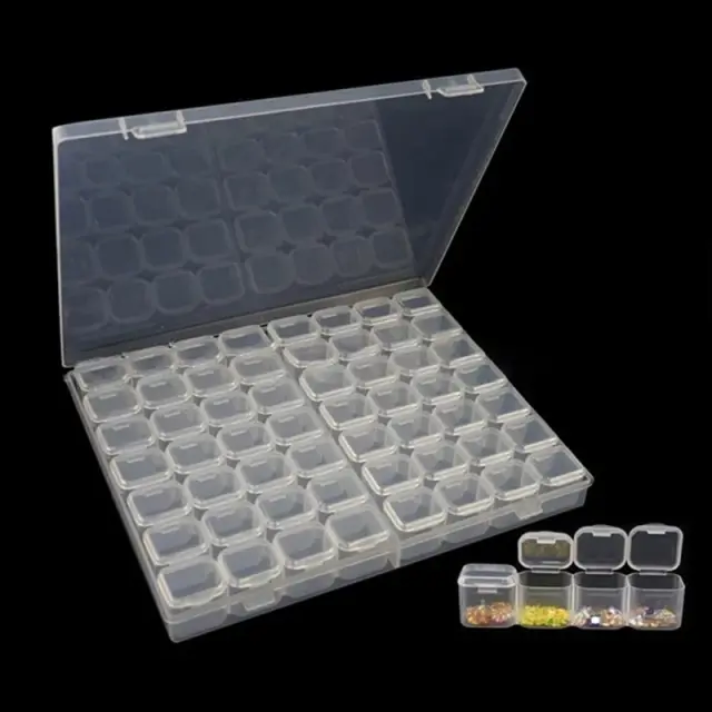 Caixa de Armazenamento Ajustável com 28/56 Compartimentos e Etiquetas para Jóias, Nail Art e Acessórios de Pintura