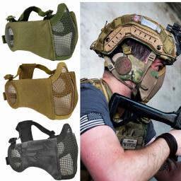 Máscara de Airsoft tático para Paintball, metade do rosto, malha de aço de baixo carbono, máscaras protetoras confortáveis, CS - Image 1
