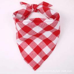 Toalha de saliva xadrez clássica para animais, bandana de cachorro, lenço de gato, lenço de cachorro, vermelho, preto, acessórios - Image 3