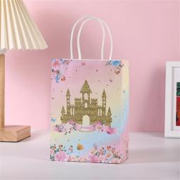 Sacos De Papel De Presente com Coroa De Borboleta e Impressão Do Castelo, sacolas para Casamento, Festa De Aniversário, Doces e Cookies Embalagens Decorações, 4PCs - Image 2