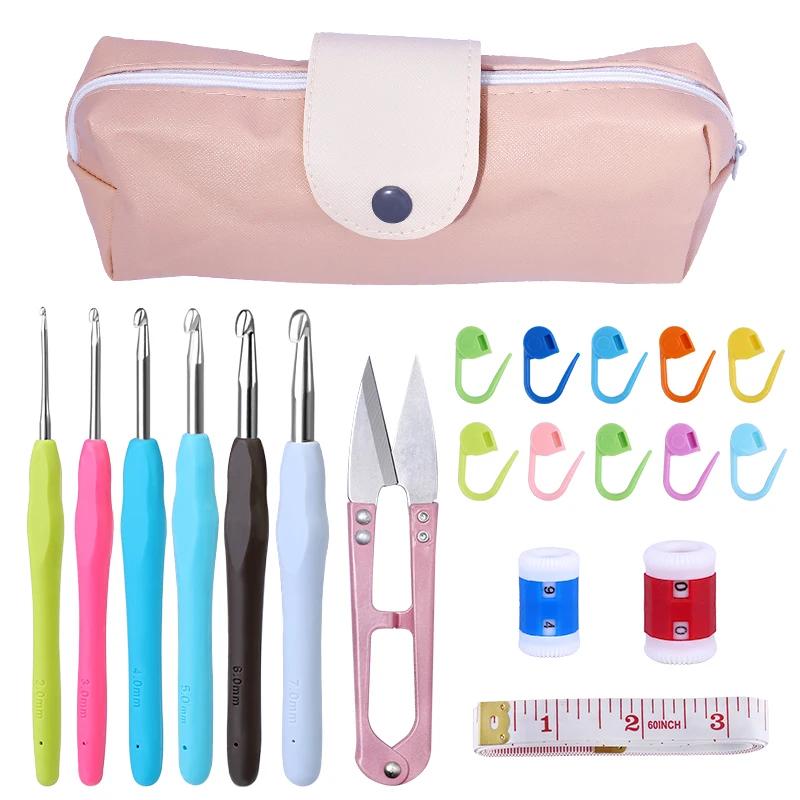 IMZAY Colorido Kit De Agulhas De Tricô Punho De Borracha Com Clipes De Costura Agulhas De Plástico Staniless Aço Tesoura Crochet Ganchos Set - Image 1